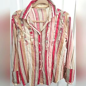 STRIPED, WIDESLEEVE BUTTON-DOWN LS SHIRT